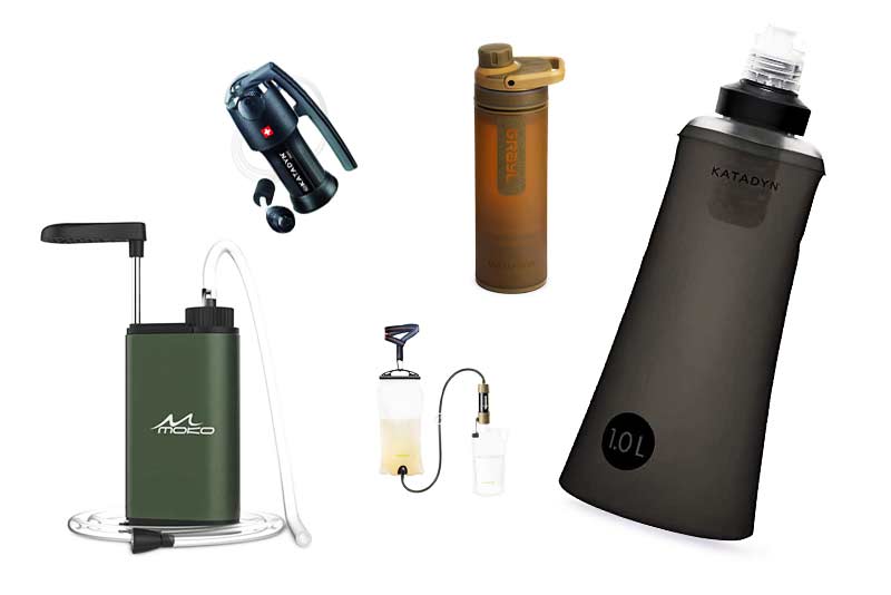 01 Notfall Wasserreiniger Leichte Wasserfilter Gefilterte Wasserflasche für Camping Wandern Notfall für Outdoor-Abenteuer Black